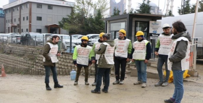 Finans Şehir Merkezi’nde inşaat işçileri direnişe geçti