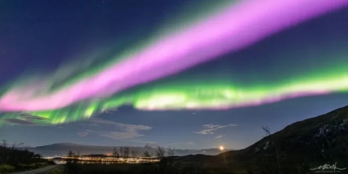 Görüntü büyülü, açıklama bilimsel: Kuzey ışıkları pembe mor