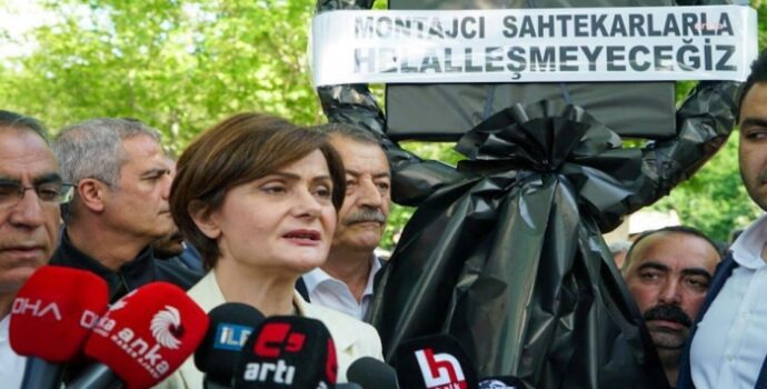 Canan Kaftancıoğlu, AKP İstanbul İl Başkanlığı’nın önüne siyah çelenk bıraktı
