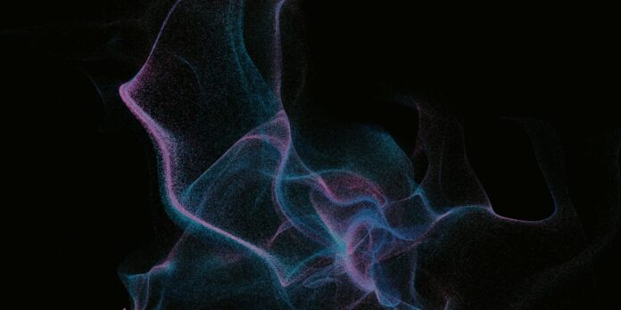 a black background with blue and pink smoke